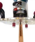 Dead Nuts Universal Compact Router Sub Base Quick Adjust Plate with swivel handles and bushing mounts for precise woodworking.