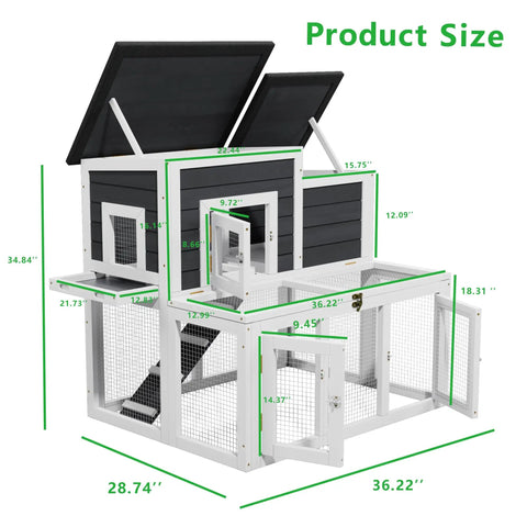 Outdoor Wooden Chicken Coop For 2 To 4 Chickens With Waterproof Asphalt Roof Easy Ramp Multiple Doors Pull Out Tray Openable Top