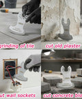 Diamond Grout Multitool Blade Set used for tile grinding, plaster cutting, wall sockets, and concrete block applications.
