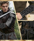 Epic 8 Piece Renaissance Medieval Costume Accessories Set For Men Featuring Leather Shoulder Armor Pauldrons