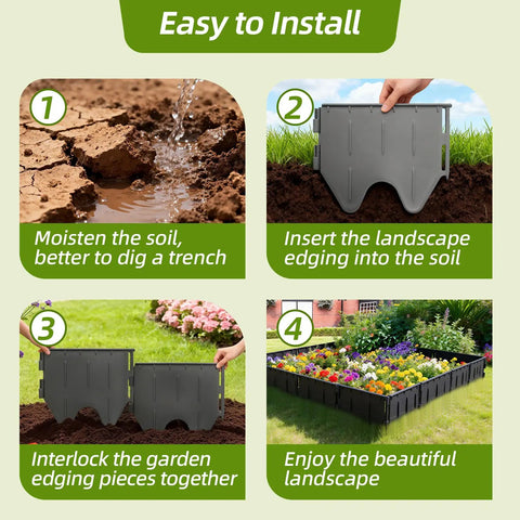 Step-by-step guide for installing the Interlocking Garden Edging Border Kit With 38 Pieces, 20 Ft Of Durable Plastic Lawn Border For Flower Beds Paths And Yards, Easy Install Weather Resistant Defines Curves And Straight Edges For A Clean Look