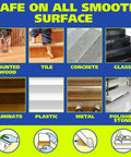 Grippy Black Grip Tape For Stairs And Outdoor Use, displayed on wood, tile, and other smooth surfaces, showing versatility.