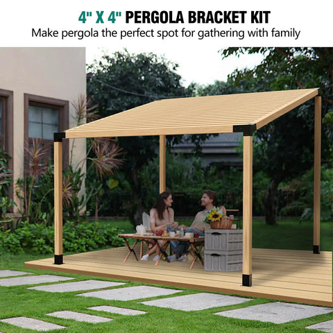 Heavy Duty 15 Degree Pergola Brackets Kit With 75 Degree Corner Brackets And Post Base For 4x4 Lumber Beams 3.5x3.5 In Sheds Gazebos Patio Pergola Kit Built To Last