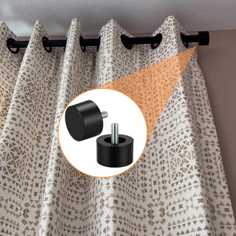 Four Pack Black Curtain Rod Finials End Caps For Seven Eighths And One Inch Curtain Rods Fits Quarter Twenty Threaded Ends Built Tough Wear Resistant Decorative Hardware To Dial Up Your Drape Rod on black curtain rod with curtains