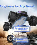 Beast Brushless RC Car For Adults With 50 MPH Top Speed Off Road 4WD Monster Truck showing aluminum chassis in action