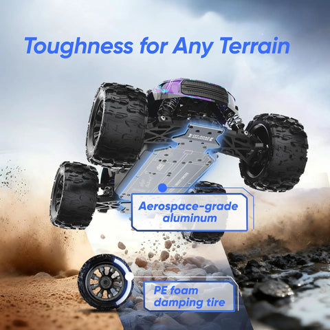 Beast Brushless RC Car For Adults With 50 MPH Top Speed Off Road 4WD Monster Truck showing aluminum chassis in action