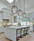 Bronze Vintage Crystal Pendant Light Fixture 1 Light Metal Hanging Chandelier For Entryway And Foyer in modern kitchen