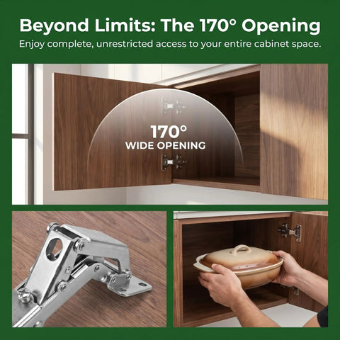 Hydraulic Soft Close Cabinet Hinges 170 Degree Full Overlay For Kitchen And Bathroom Cabinets installed in open door