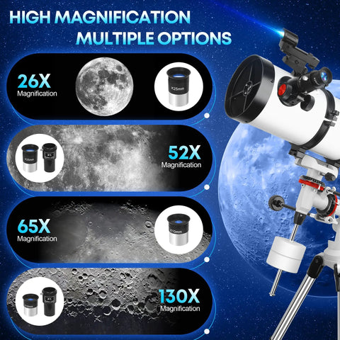 150mm Aperture Astronomy Telescope With 650mm Focal Length For Adults And Beginners Delivers Awesome Night Sky Views With Crystal Clear Images And Easy Setup For Family Stargazing Adventures That Rock, EQ mount