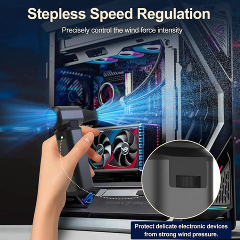 180000 RPM Cordless Air Duster With Brushless Motor, LED Light, Stepless Speed Control used for cleaning PC interior