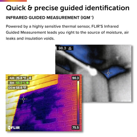 MR277 Moisture Meter With MSX Infrared Camera And Hygrometer For Building Inspection Quickly Spot Moisture Leaks And Insulation Voids With High Resolution Thermal Imaging And Pro Grade Diagnostics, thermal leak image