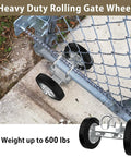 6 Inch Rolling Gate Wheel Carrier For Driveway Heavy Duty Steel Wheel With Rubber Wheel For Swing Or Sliding Gates Supports Up To 600 Pounds Chain Link Fence Compatible Gate Helper attached to gate
