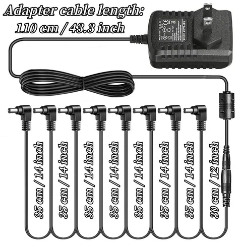 Guitar Pedal Power Supply 9V 1A DC Center Negative For Multi Pedal Boards, 5.5x2.1mm Plug, Daisy Chain Ready 1 To 5