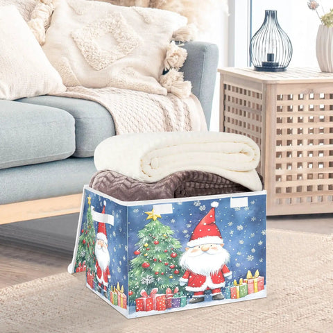 Heavy Duty Collapsible Linen Storage Cubes With Flip Top Lid And Sturdy Rope Handles Super Roomy Closet Organizers with festive design