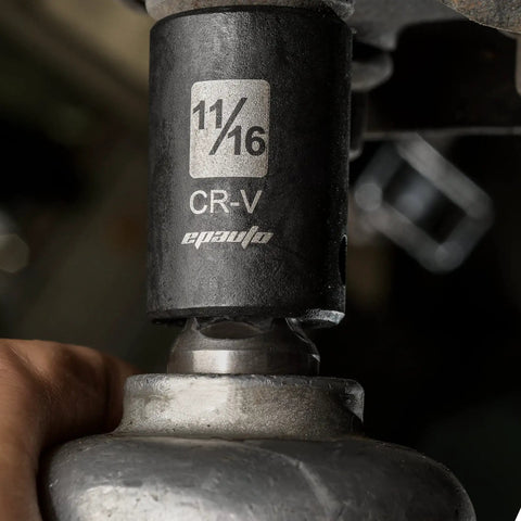 Close-up of 11/16 inch socket from 1/2 Inch Drive Shallow Impact Socket Set 14 Piece, 6 Point SAE Sockets From 3/8 To 1-1/4 Inch