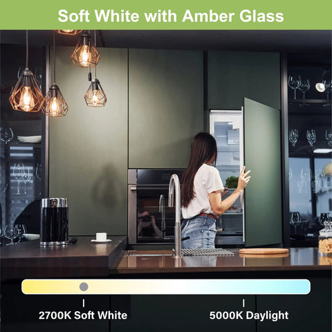 Kitchen with Vintage Edison Style LED Bulbs ST58, E26 Dimmable 40W Equivalent, 400LM, 2700K Soft White, decorative pendants