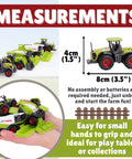 Five Piece Green Die Cast Farm Machinery Toys Set With Mini Tractors And Harvesters, durable, easy to grip for kids