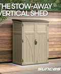 Padlock Ready Outdoor Storage Shed Backyard Ready Water Resistant Resin Cabinet For Patio And Garden Gear Cushions And Tools Weatherproof Vertical Design 54 Cu Ft Made In USA