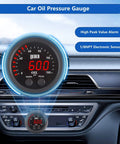 Oil pressure gauge kit, 2-1/16 in, red digital display, 150 psi, 1/8 NPT sensor, front view mounted on dashboard
