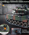 1:18 Scale RC Tank With 2.4G Radio, M1A2 Style Military Battle Vehicle, Metal Alloy Build, showing BB shooting feature