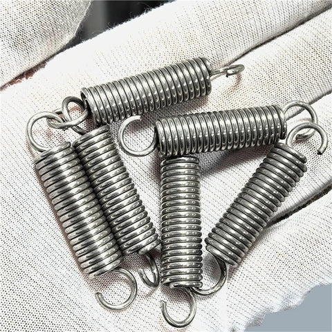 Heavy Duty Stainless Steel Tension Springs With Hooks 10 Piece Pack 10MM By 1.5MM Wire Size 45MM Length on hand for automotive use.