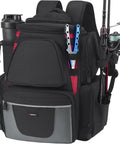 Heavy Duty Fishing Backpack With 2 Rod Holders And 4 Tackle Boxes, Big Tackle Gear Bag With Rain Cover, Water Resistant 1200D Nylon