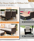 Comparison of All Weather Outdoor Patio Furniture Set With High Back Wicker Sofa and alternative with lower backrest