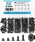 M4 Flat Head Hex Socket Cap Screws Set Includes 8Mm 12Mm 16Mm 20Mm 25Mm Lengths, Built Tough 100Pcs, 10.9 Grade Alloy Steel, Black Oxide Finish, Fully Threaded, Metric Allen Hex Drive, Countersunk Bolts Assortment Kit
