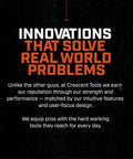 Black background with text 'Innovations That Solve Real World Problems' in bold white and orange letters.