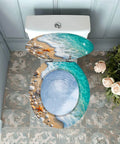 Round Toilet Seat Resin for Bathroom featuring beach scene design with shells and starfish, ideal for bathroom decor.