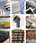 Collage showing All In One Vacuum Attachment Kit With Horsehair Hardwood Floor Brush cleaning various surfaces including keyboard, filter, and car.