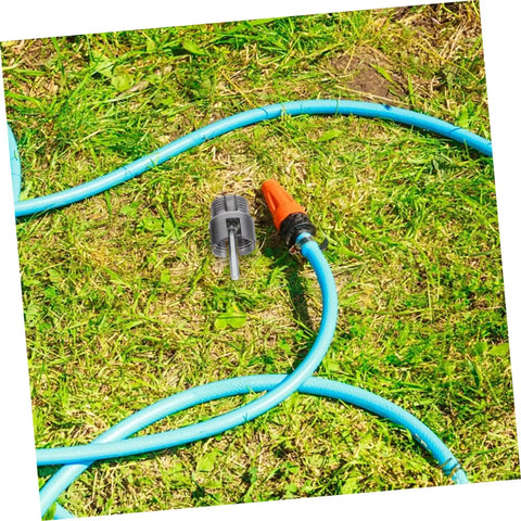 Cabilock 3 Pc Electric Drill Pipe Threader Kit For Cutting Plastic And Metal Pipes on grass with blue hose and connector