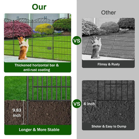 Comparison of Decorative No Dig Garden Fence With Gate, 12 Panel Set, 42 Inch High, 25.67 Feet Long When Connected, rustproof metal wire