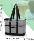 Gray nurse tote bag with padded 15.6 inch laptop sleeve and built-in pockets displayed against hospital background.