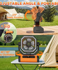 Beast 20000mAh Rechargeable Camping Fan With Digital Battery Gauge 4 Speed Settings Remote LED Light in outdoor setup