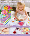 Paper Flowers Science Kit For Kids Ages 6 To 11 With Petals, Stems, Dye Tablets, Droppers, And Easy Instructions For Color Mixing And Capillary Action Learn Hands On STEM Fun girl assembling white paper flower