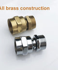 Shower Head Swivel Ball Joint Adapter, Adjustable Connector For Angles, 1 Inch Extension, Brushed Nickel Finish, shown in chrome and brass