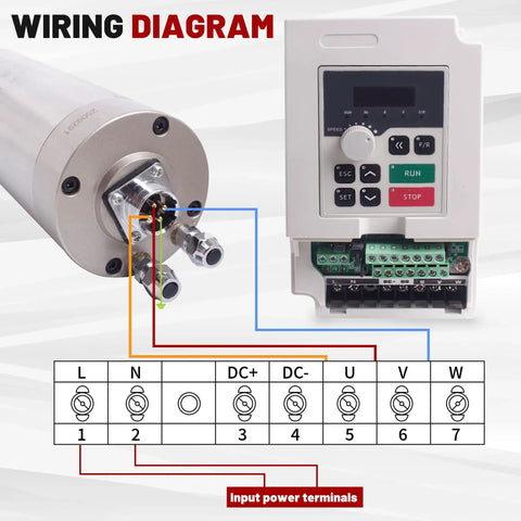 Wiring diagram for 2.2KW 110V VFD Inverter For CNC Router And Milling Machines Workhorse Single To 3 Phase Spindle Drive