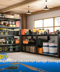 Beefy 5-Tier Garage Shelving Unit, 72-Inch Tall, Adjustable Steel Racks With 2,200 Lb Total Capacity, Anti-Sag Design For Garage, Workshop, And Warehouse, Heavy Duty Storage That Keeps Your Gear Sorted.