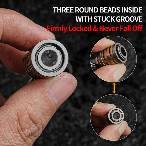 Quick Release Titanium Keychain With 2 To 28mm Rings, Swivel Heavy Duty Key Ring For Home And Car Keys showing locking beads