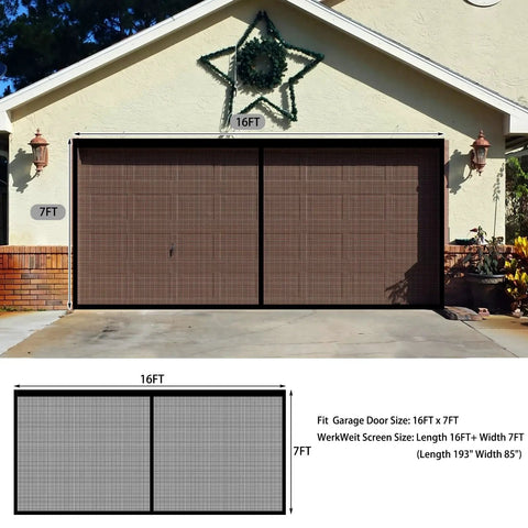 Two Car Garage Magnetic Screen Door 16 By 7 Feet No Hassle Hands Free Magnetic Closure Breathable Fiberglass Mesh