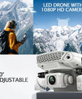 Kids Drone With Camera 1080P HD FPV Quadcopter with 90° adjustable lens and LED lights in mountain setting