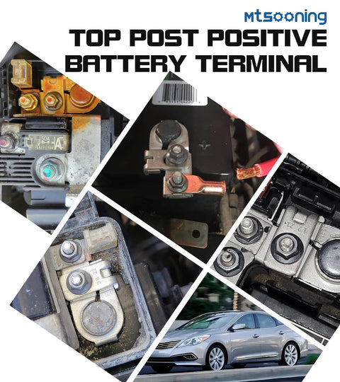 Built Tough Copper Alloy Positive Battery Terminal With Nuts Heavy Duty Rust Resistant Auto Electrical Connector in vehicle battery.