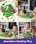 Magnetic Blocks Build Set For Kids 3 Plus 48 Piece Zomblock Cubes STEM Toy with kids playing and colorful cubes