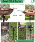 Sturdy Metal Bird Bath Garden Stake With 12 Inch Bowl Outdoors 0.7 Gallon Capacity Yard Decor For Birds No Fuss Setup And Durable Weatherproof Design Included