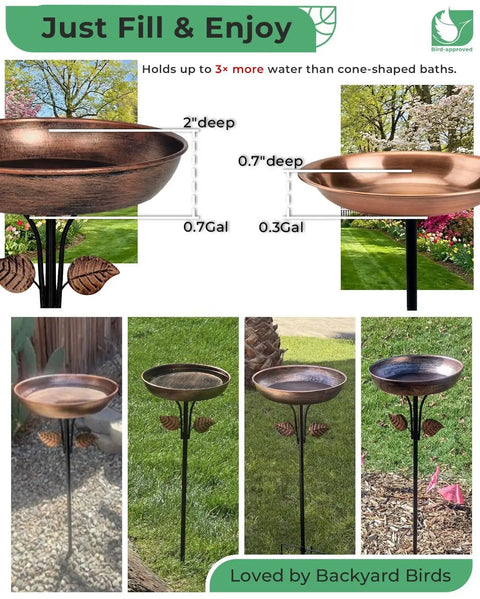 Sturdy Metal Bird Bath Garden Stake With 12 Inch Bowl Outdoors 0.7 Gallon Capacity Yard Decor For Birds No Fuss Setup And Durable Weatherproof Design Included