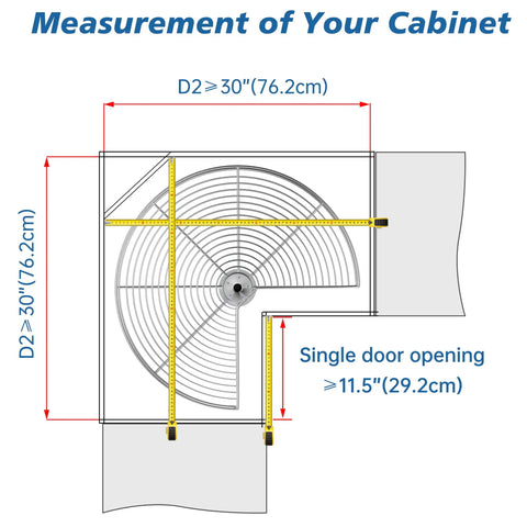 Dimensions of 28 Inch Corner Cabinet Lazy Susan Turntable with 270 Degree Rotation, Adjustable Height Chrome Replacement Shelves