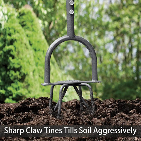 Hand Tiller Garden Claw Set With Garden Twist Tiller And Small Soil Tiller for Raised Beds digging in soil with sharp tines