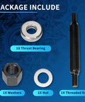 Package includes for Harmonic Balancer Installation Tool For Chevy Small Block And Big Block Cranks, nut, thrust bearing, washer, threaded rod.