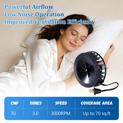 Woman relaxing next to Bathroom Exhaust Fan Motor And Blower Wheel Replacement Kit Direct Fit For S97017646 And S99080592